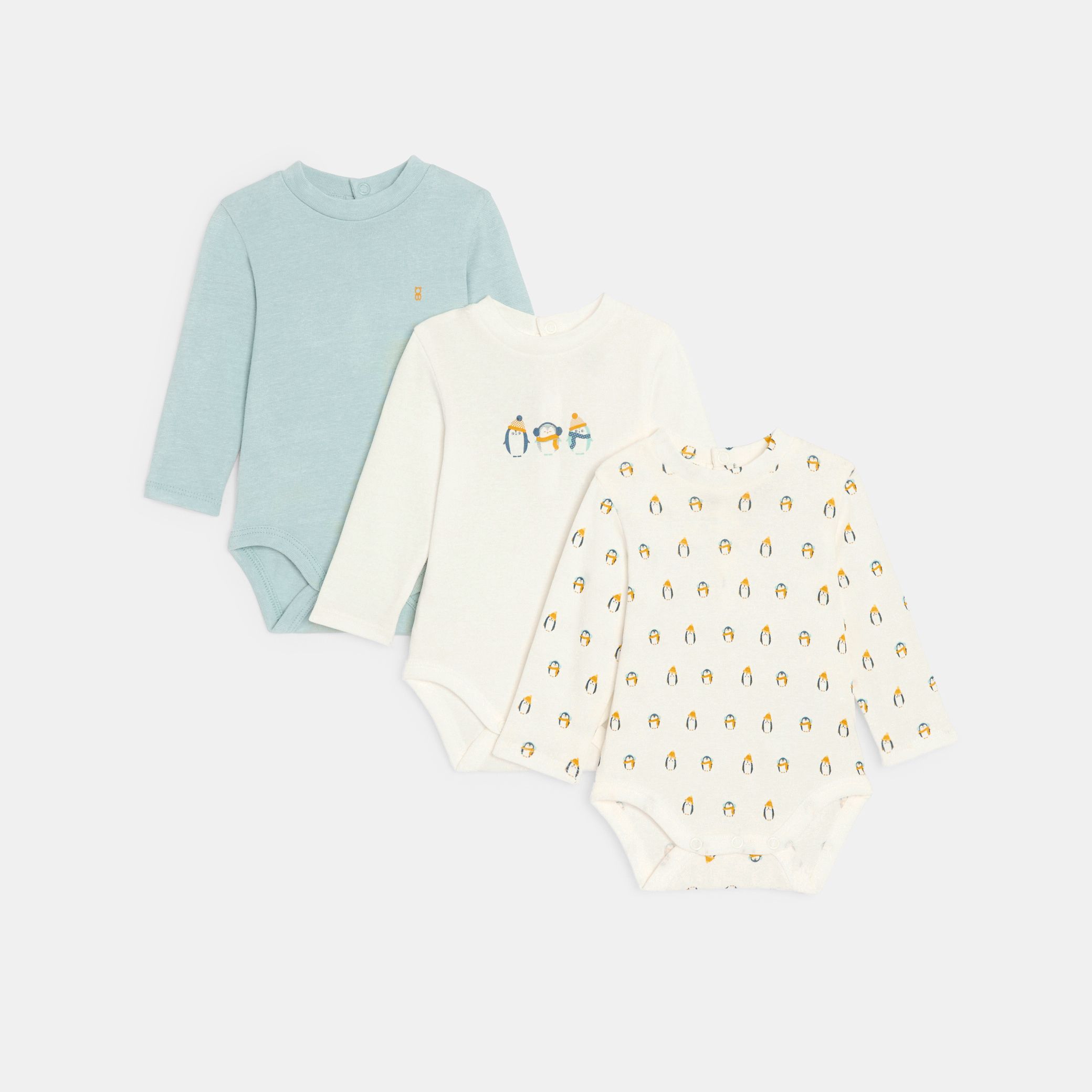 Bodysuit cổ cao trắng họa tiết chim cánh cụt